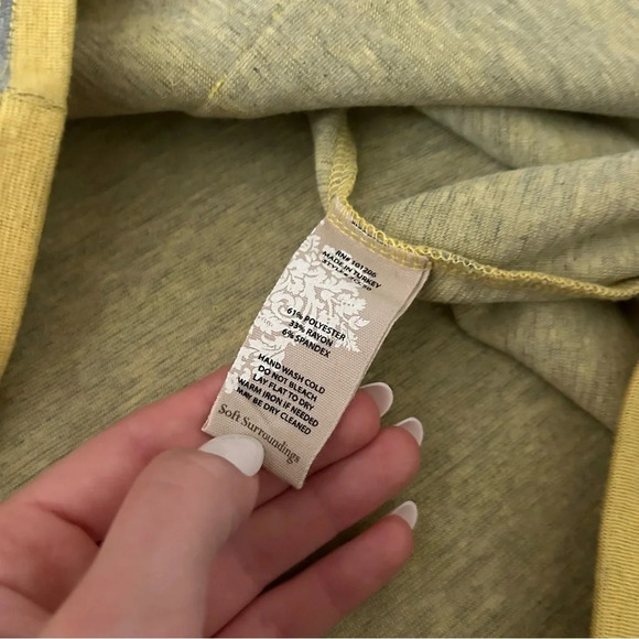 Soft Surroundings Striped Blouse Yellow and Gray Button Down Dramatic Spring - Picture 7 of 7